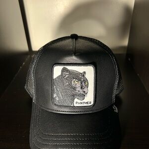 GOORIN BROS trucker hat leather Black Panther Patch Cap